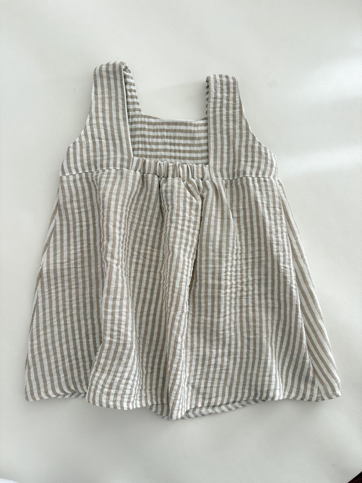 Vestido Tita Rayas Beige - Imagen 5